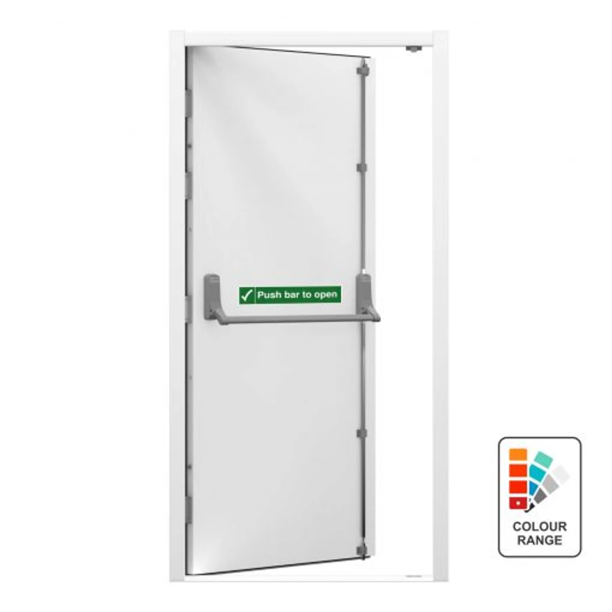 Exterior steel fire exit door installed for safety compliance 