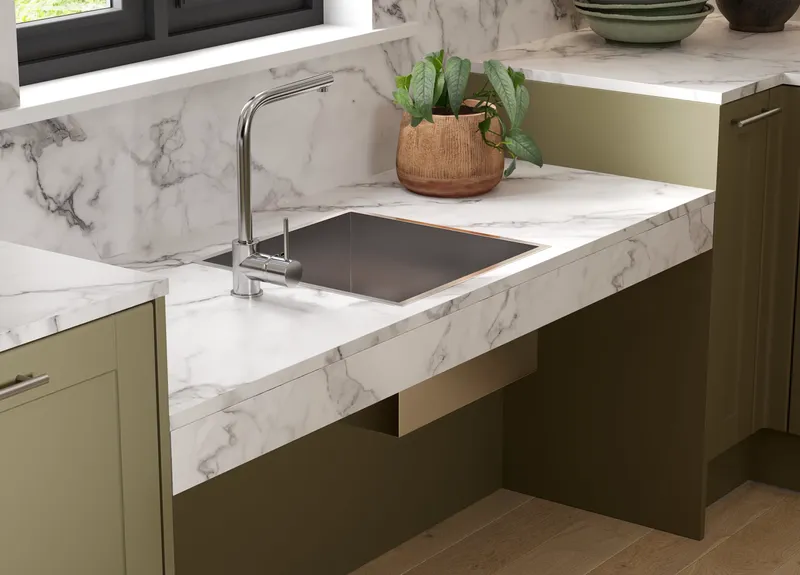 Accessible sink with under-counter clearance for seated use — ideal for wheelchair access 