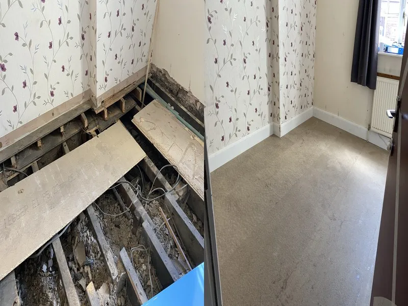 Commercial floor repair and restoration work for building maintenance