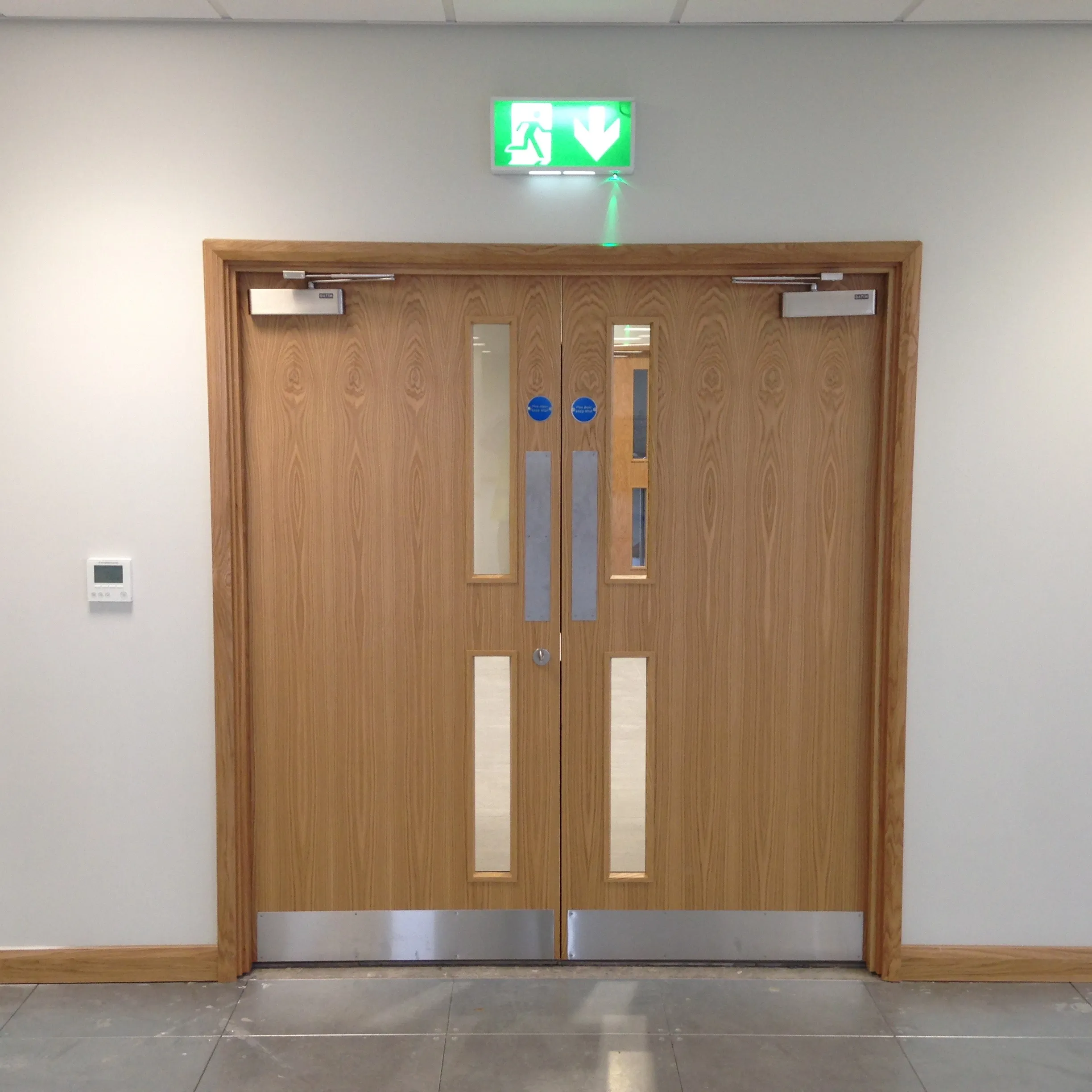 Installed internal fire door with intumescent strip 