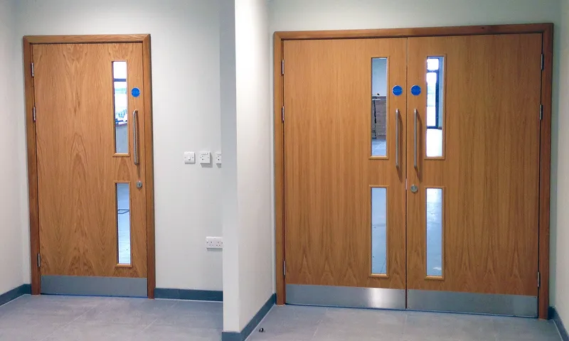 Commercial-grade fire door set with professional fitting 