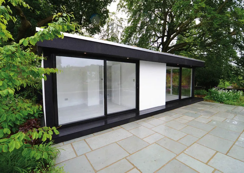 Exterior view of a bespoke garden room built by Coulsy Joinery 