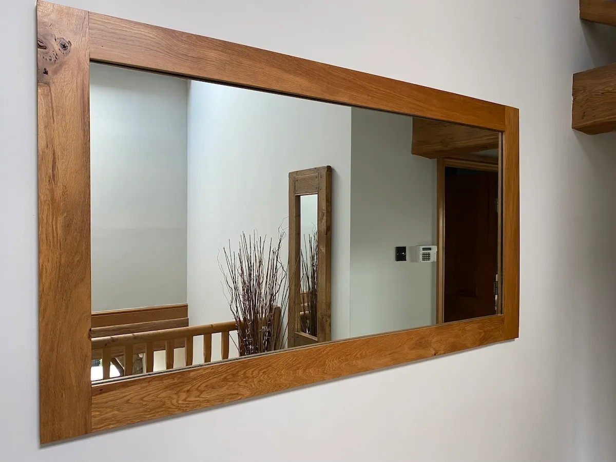 Handmade oak mirror frame crafted with traditional joinery techniques Rothwell