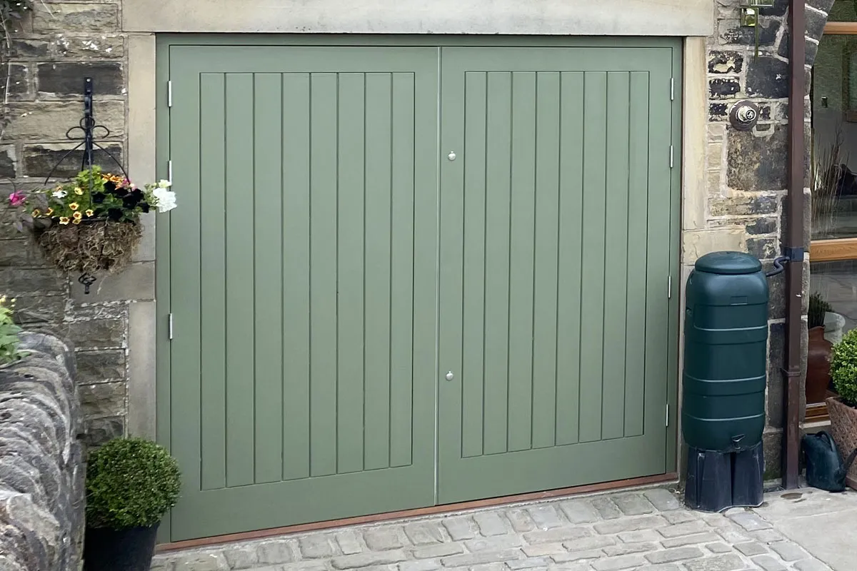 Custom wooden garage door built by structural carpenter in York