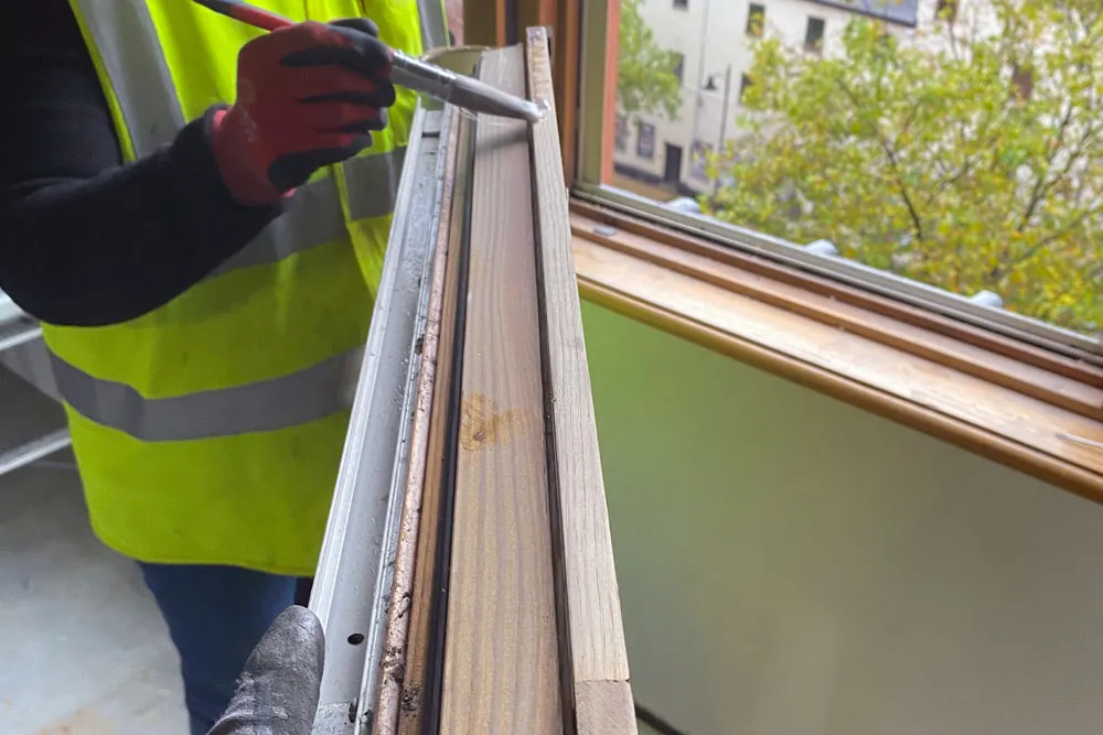 Oak window repair on heritage building in Tadcaster 