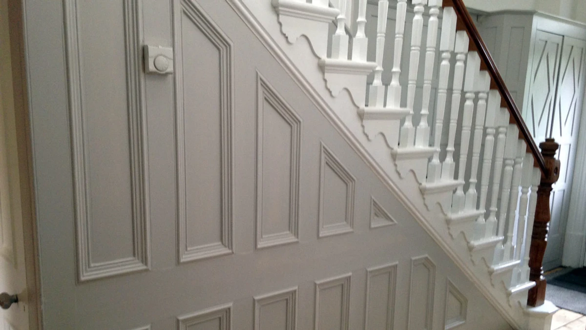 Raised wood panel feature from heritage carpentry project in York