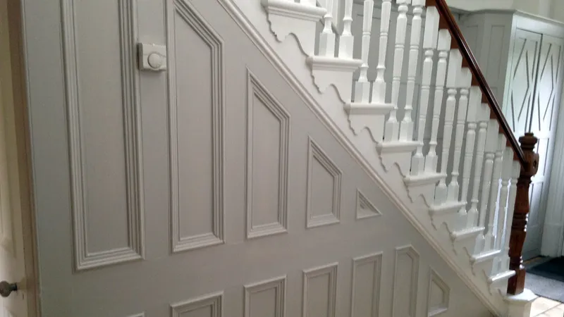 Raised wood panel feature from heritage carpentry project in York