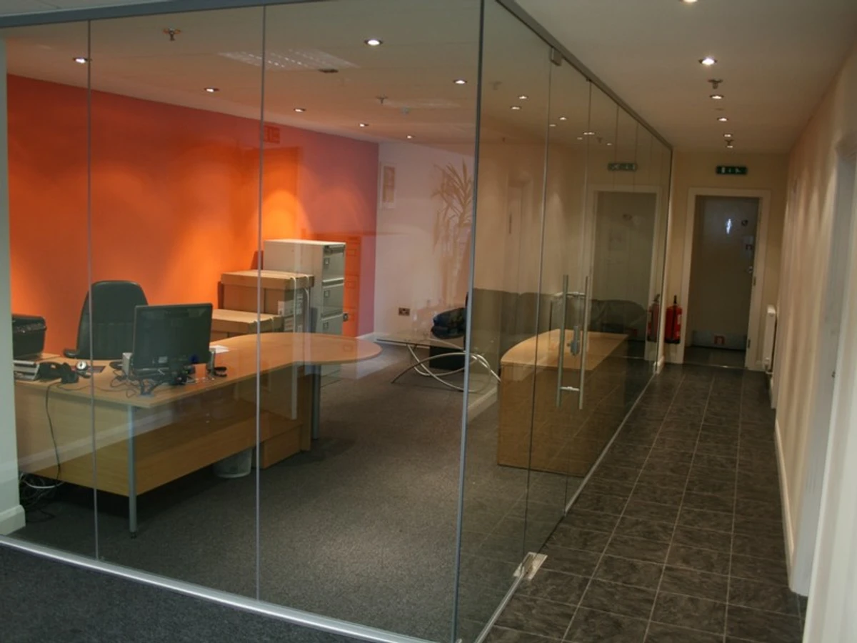 Completed glazed office construction