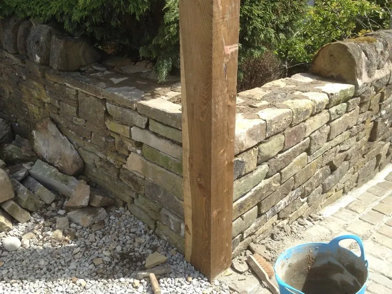 Drystone wall and gate post construction work