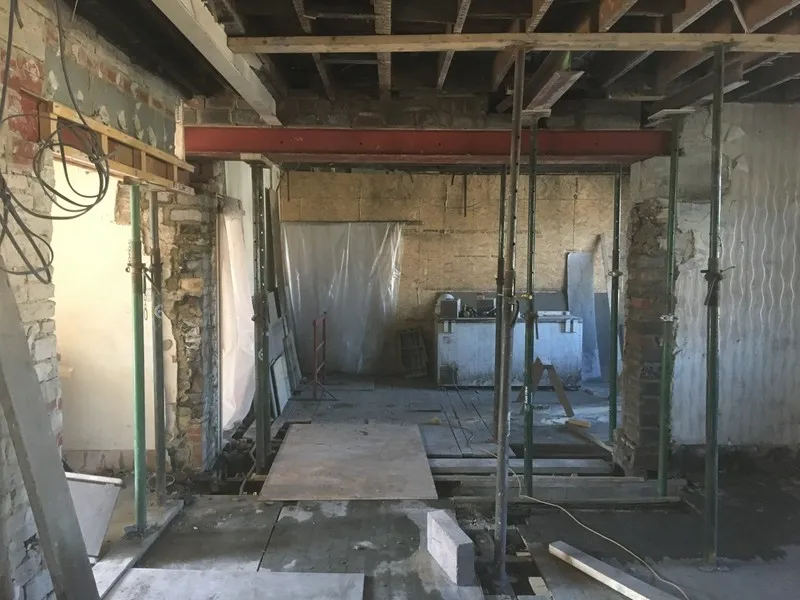 Wall removal and structural steel installation work